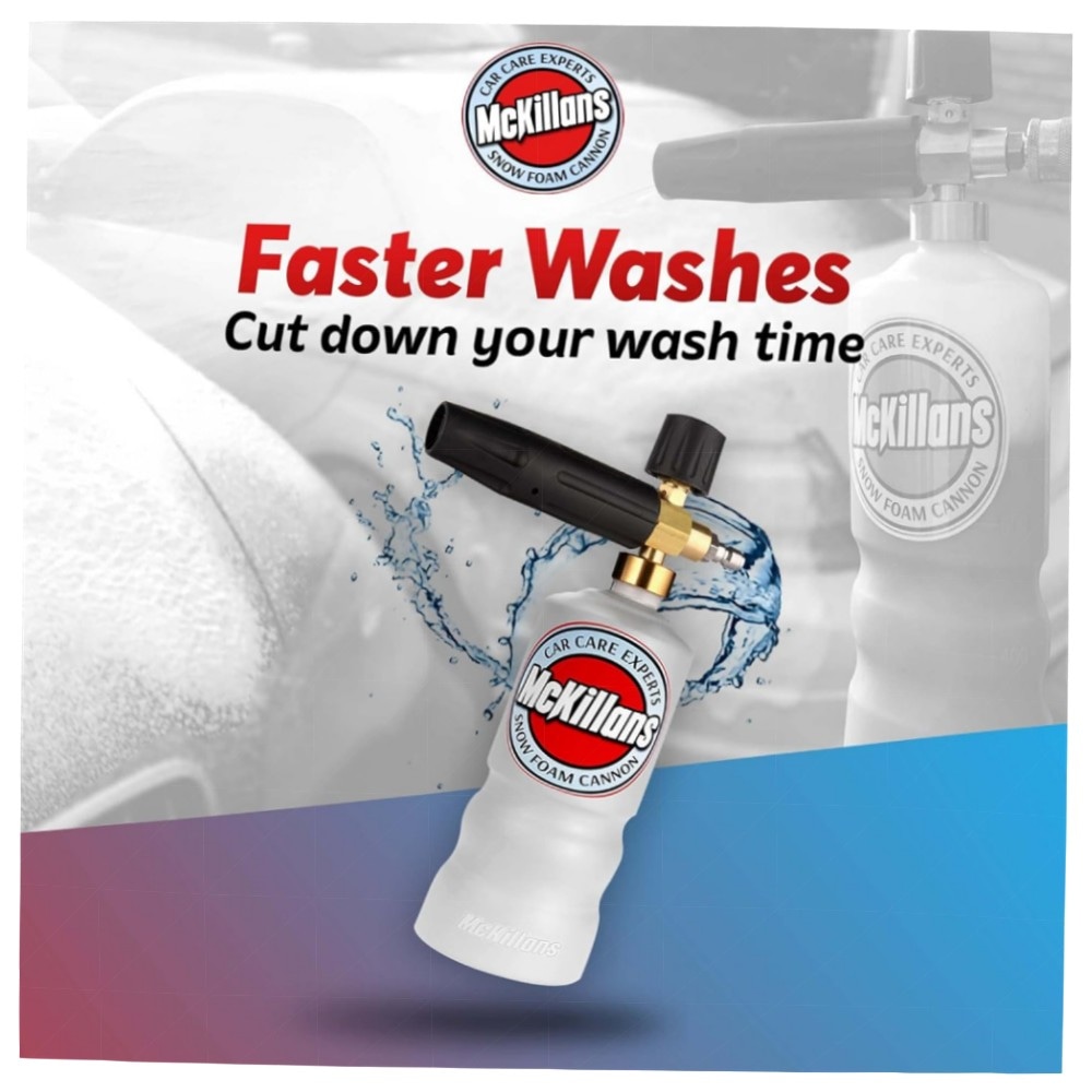 Schneeschaumkanone Hochdruckreiniger 1 L mit verstellbarer Lanze & 6,35 mm Schnellverbinder – Messinganschlüsse, dicker Schaum für schonende Autowäsche