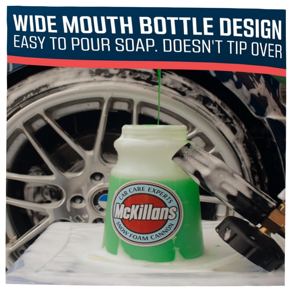 Schneeschaumkanone Hochdruckreiniger 1 L mit verstellbarer Lanze & 6,35 mm Schnellverbinder – Messinganschlüsse, dicker Schaum für schonende Autowäsche