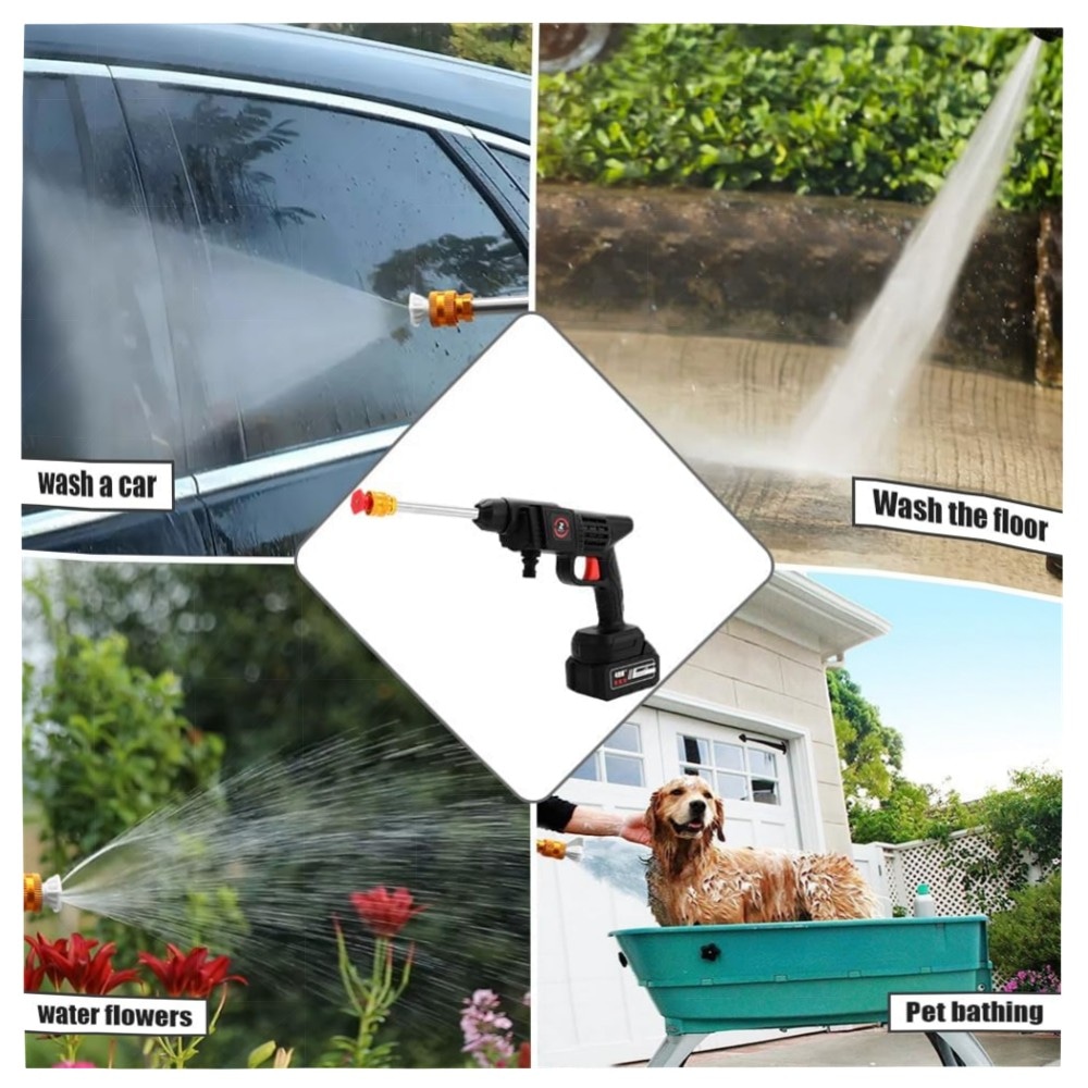 Kabelloser Hochdruckreiniger 21V (35 bar) mit 10.000 mAh Akku, Schnellladegerät, Vollkupfermotor – kompakt für Auto, Garten & Camping