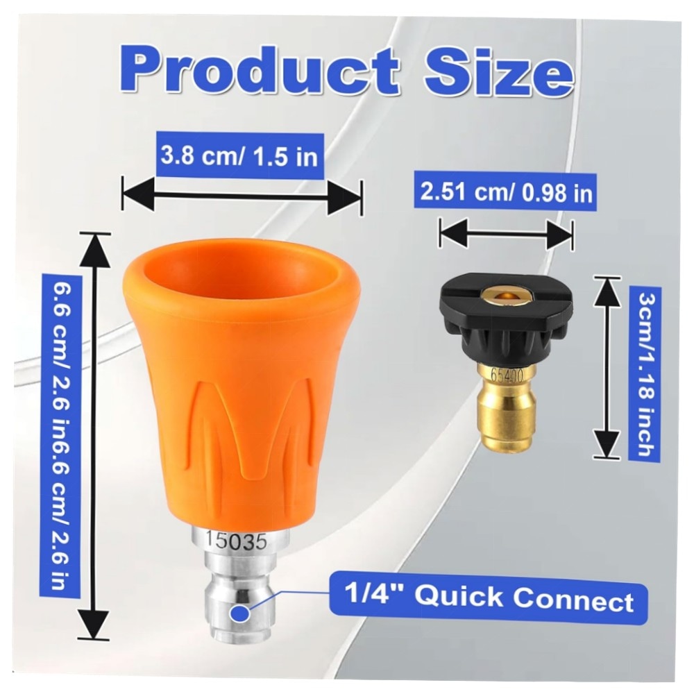 Hochdruckreiniger Düsenschutz 5er-Set, Edelstahl & TPE, 6,35 mm Schnellanschluss – Spritzschutz & Stoßfester Düsenhalter