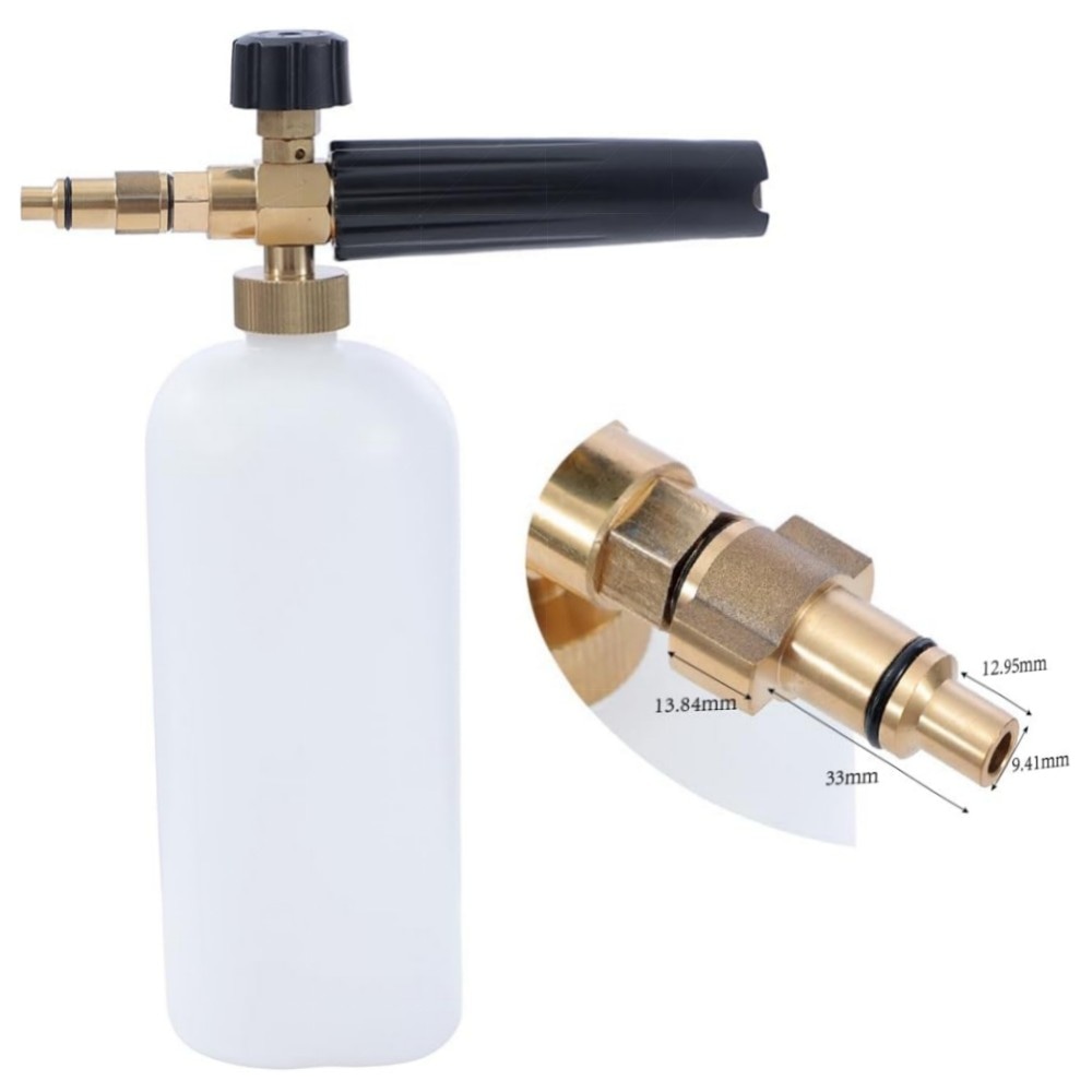 Schneeschaumlanze 1L für Hochdruckreiniger – verstellbare Sprühdüse, Aluminium & Messingadapter, kompatibel mit LAVOR/Parkside/Spear & Jackson