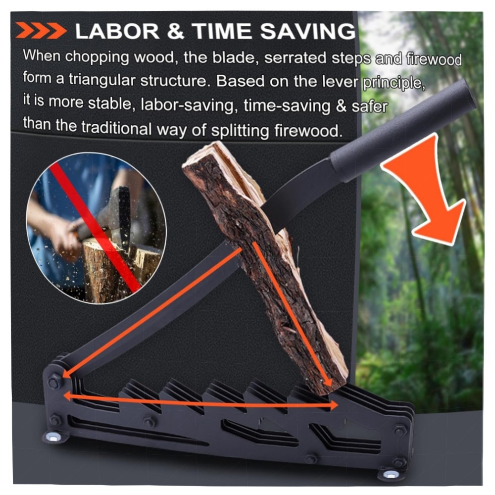 4e2a4bce8185.jpg Manueller Wand-Holzspalter aus Molybdän-Vanadium-Stahl, hebelbetriebener Brennholzschneider mit Verlängerungsgriff – robust & leicht montierbar