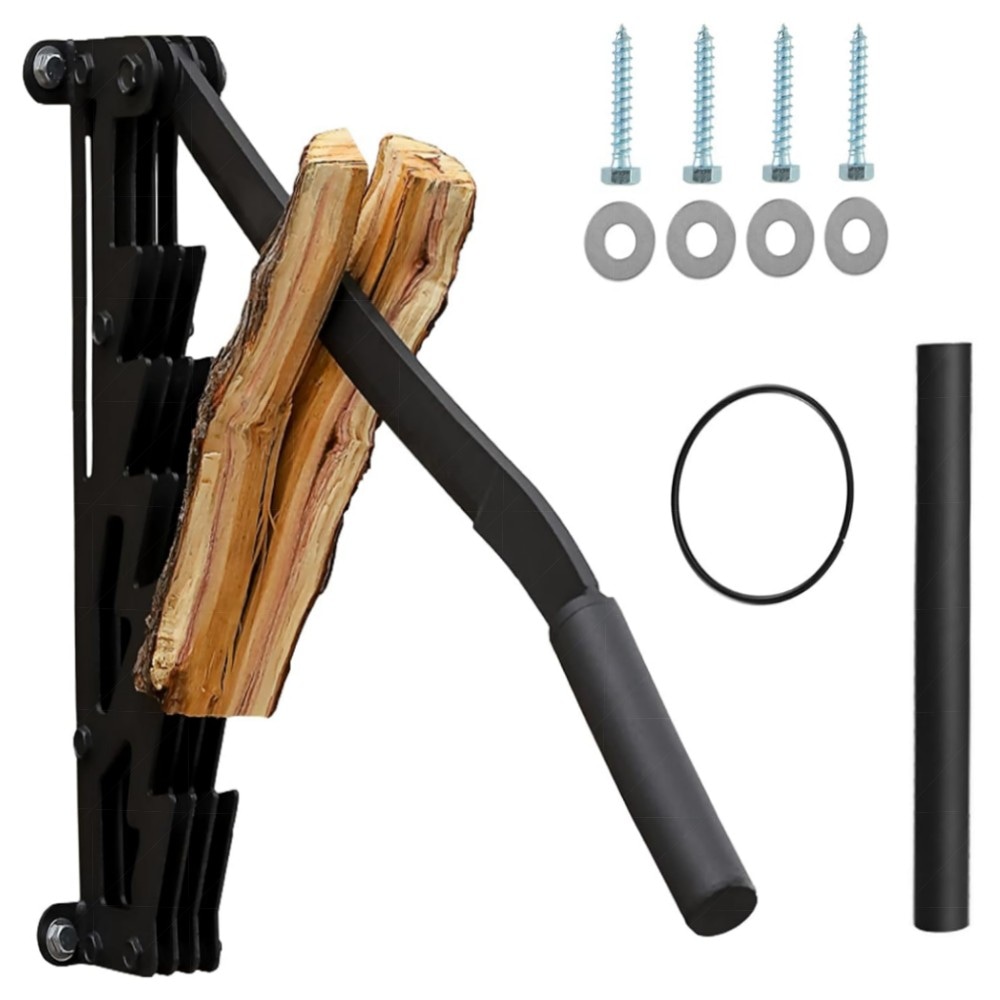 Manueller Wand-Holzspalter aus Molybdän-Vanadium-Stahl, hebelbetriebener Brennholzschneider mit Verlängerungsgriff – robust & leicht montierbar