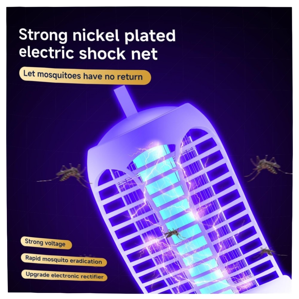 Elektrischer Insektenvernichter Mückenlampe mit 360° UV‑Licht, IPX4 wasserdicht, 4200 V Hochspannungsnetz – langlebig, für Innen & Außen