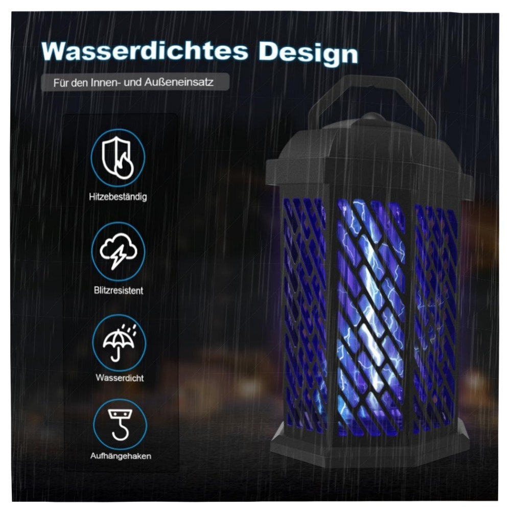 Insektenvernichter Elektrisch 4200V mit UV-Licht 18W – Wasserdichter Mosquito Killer für Innen & Außen, robustes ABS, abnehmbarer Sammelbehälter