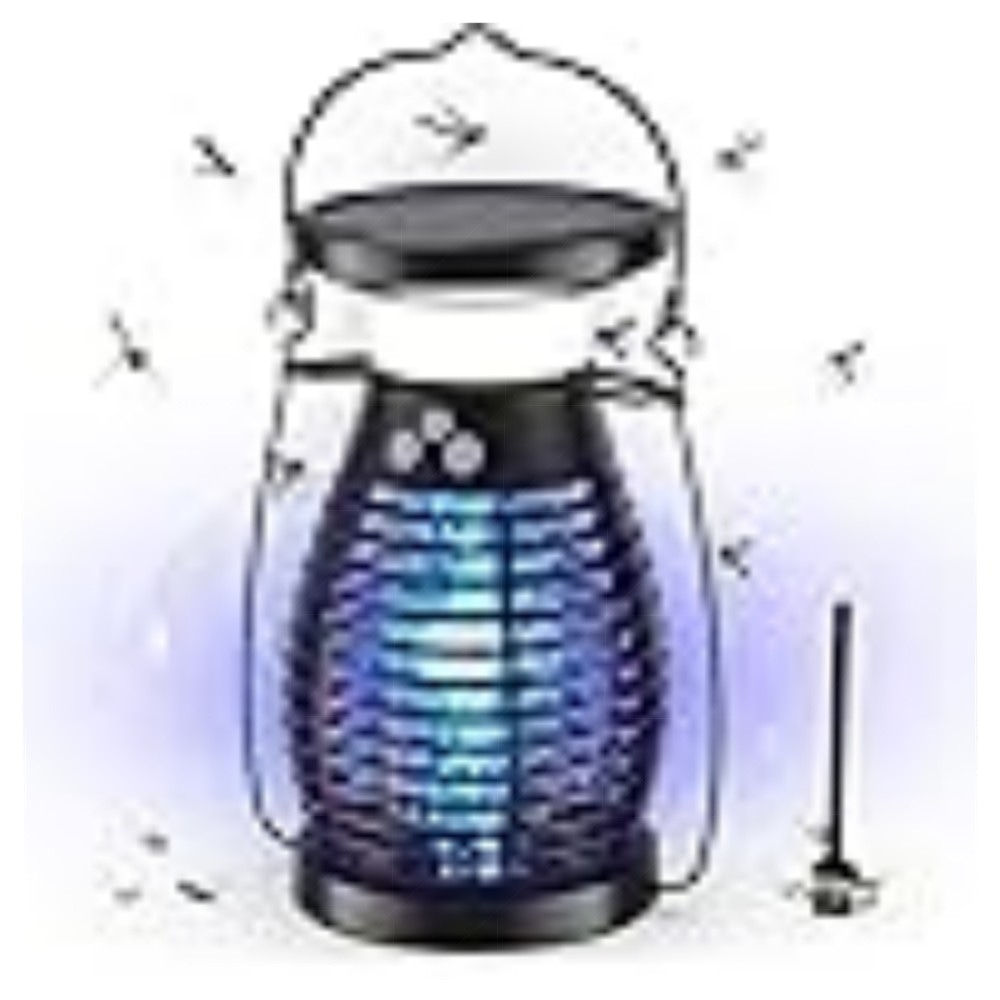 Solar Insektenvernichter Elektrisch – Tragbare Mückenfalle mit USB, IP66 Wasserdicht, 3‑in‑1 UV‑Lampe für Haus, Garten & Camping (4000mAh)