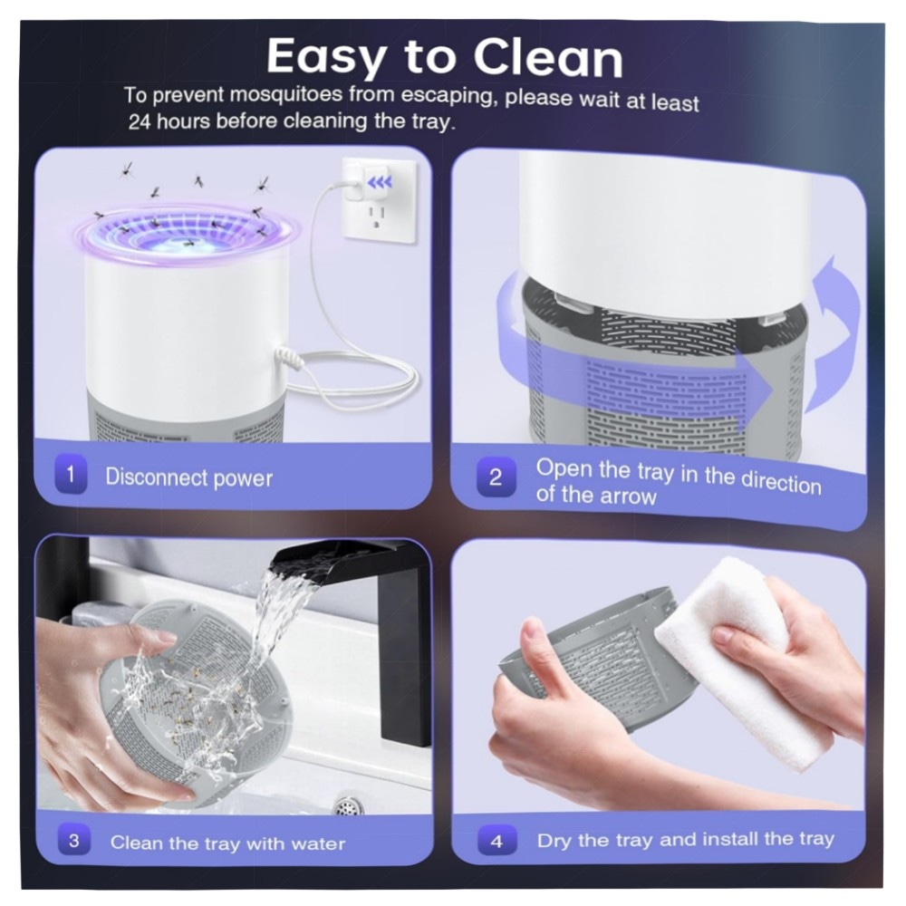 Elektrischer Insektenvernichter USB – Tragbare UV-Mückenfalle mit 7‑Blatt Turbinen‑Ventilator, leise & USB‑betriebene Moskito‑Lampe für Haus, Garten & Camping