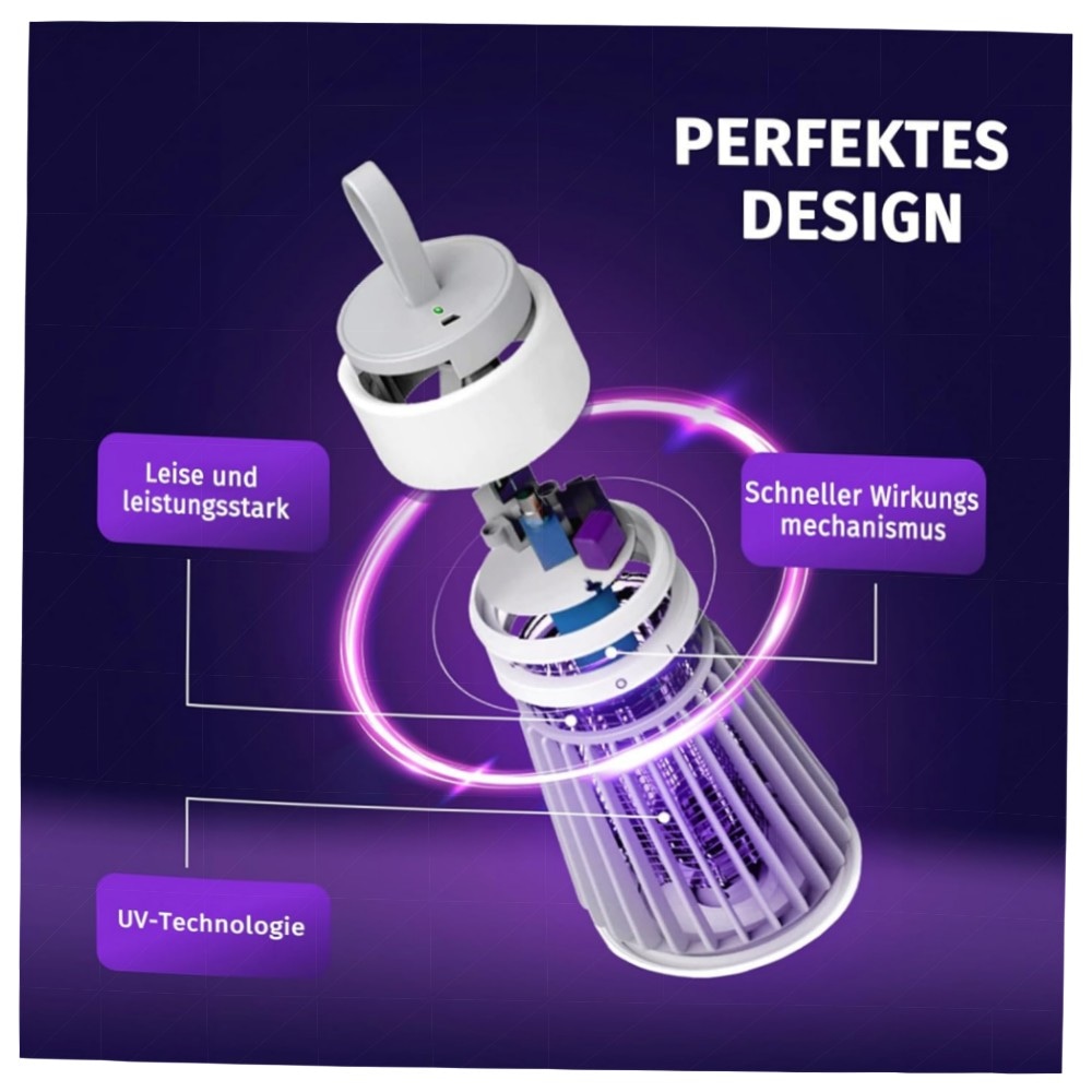 Zapfie Mückenlampe 3‑in‑1 Zapper – Tragbar, Wiederaufladbar & IPX4 Wasserdicht für Innen & Außen, UV‑Falle ohne Chemie