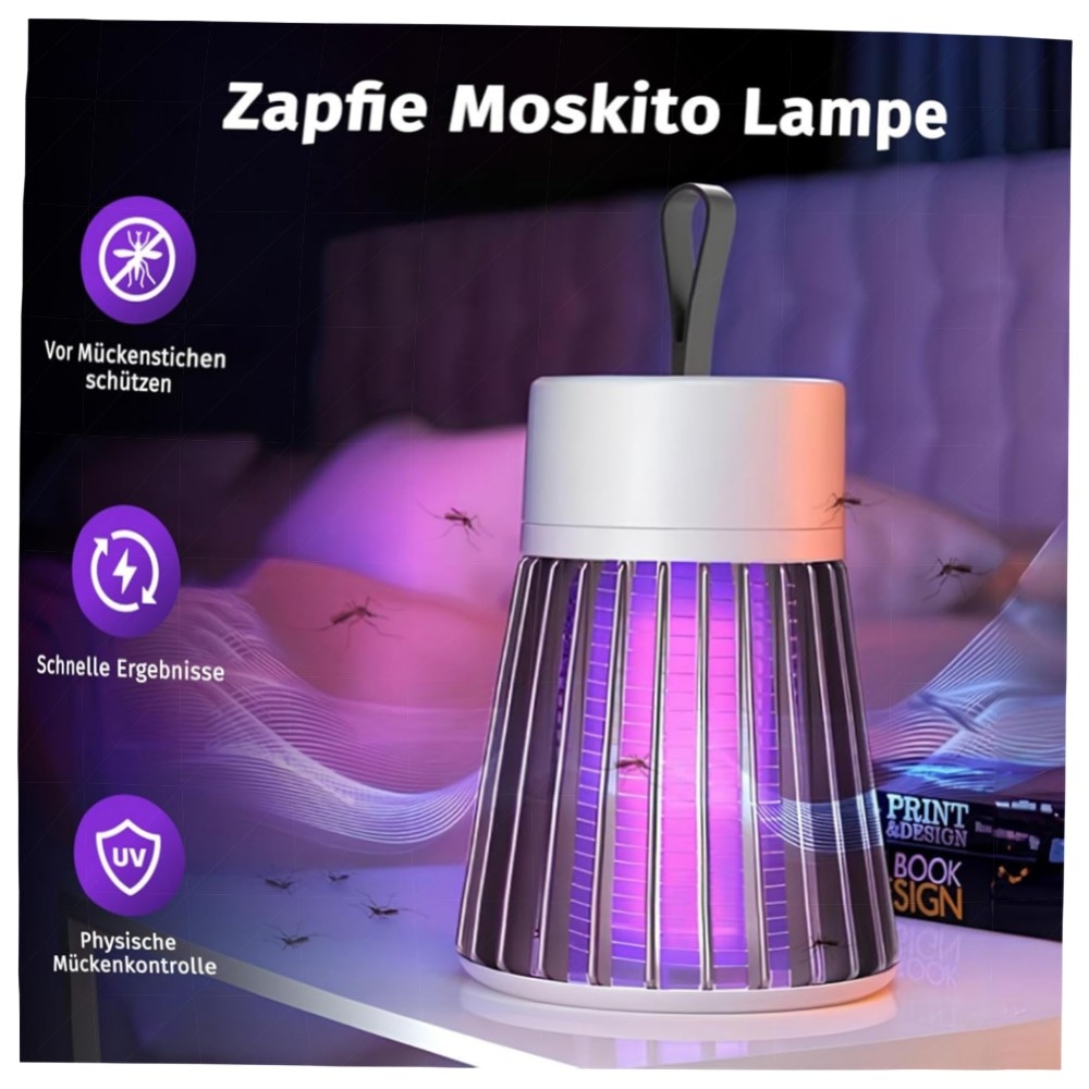 Zapfie Mückenlampe 3‑in‑1 Zapper – Tragbar, Wiederaufladbar & IPX4 Wasserdicht für Innen & Außen, UV‑Falle ohne Chemie