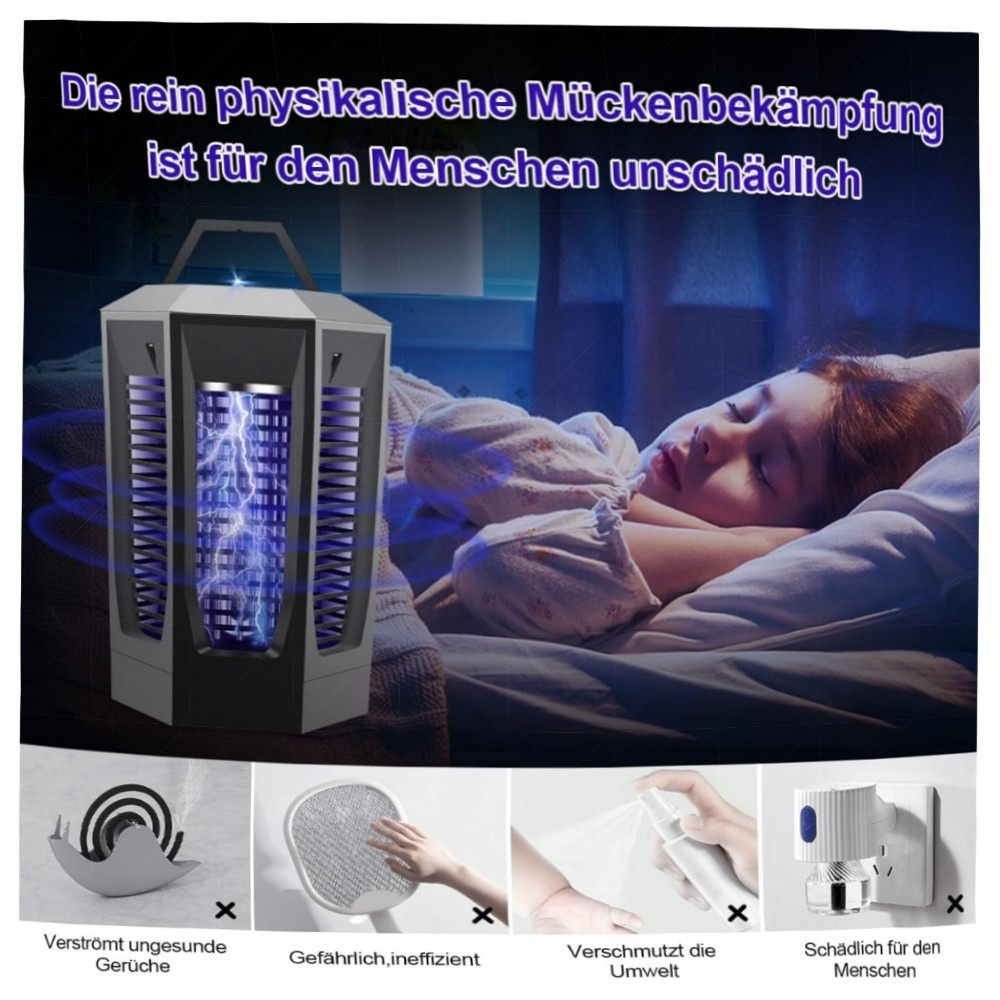 Insektenvernichter Elektrisch 4200V mit UV-Licht 18W – Wasserdichter Mosquito Killer für Innen & Außen, robustes ABS, abnehmbarer Sammelbehälter