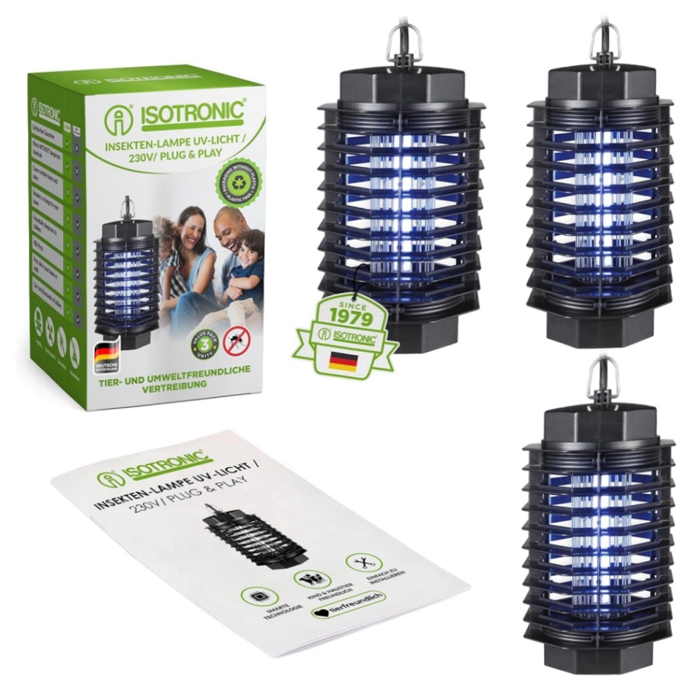 Elektrischer Insektenvernichter ISOTRONIC 500 V – Mückenlampe für Innen 50 m², geruchlos & sicher (3 Stück)