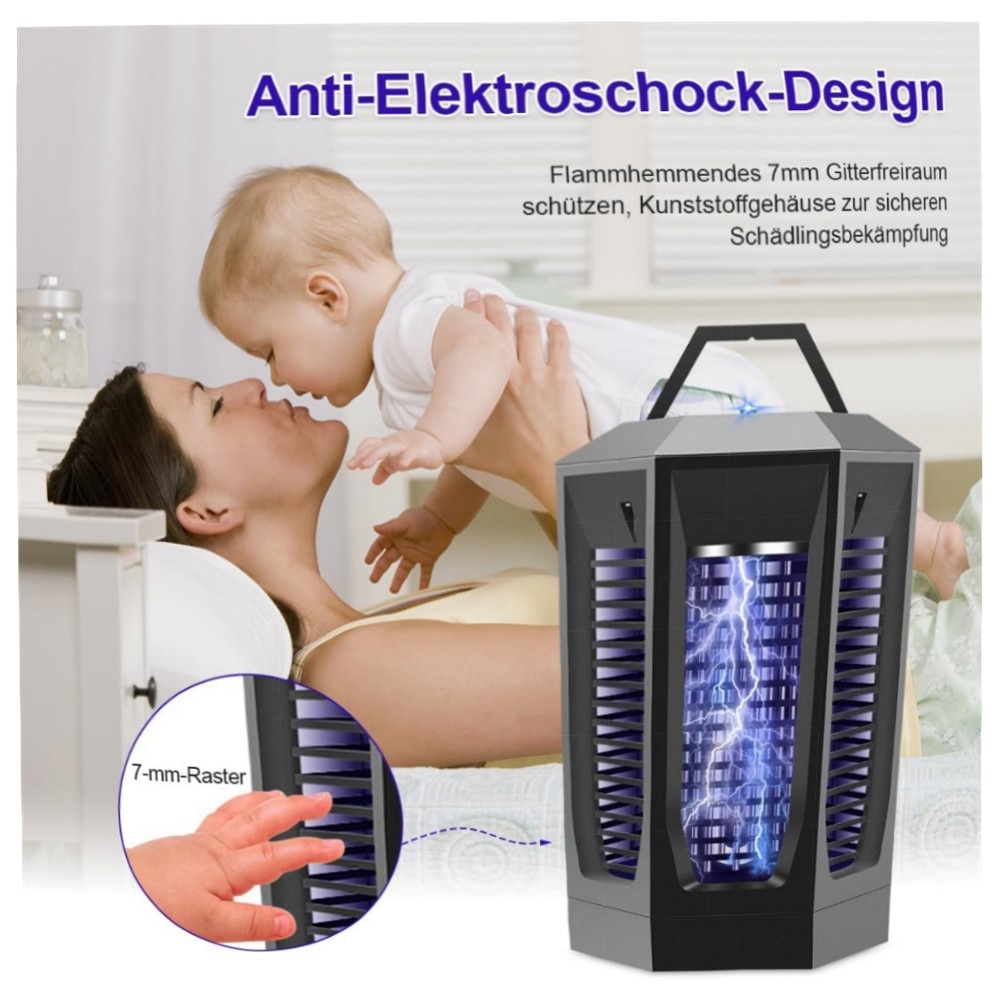 Insektenvernichter Elektrisch 4200V mit UV-Licht 18W – Wasserdichter Mosquito Killer für Innen & Außen, robustes ABS, abnehmbarer Sammelbehälter