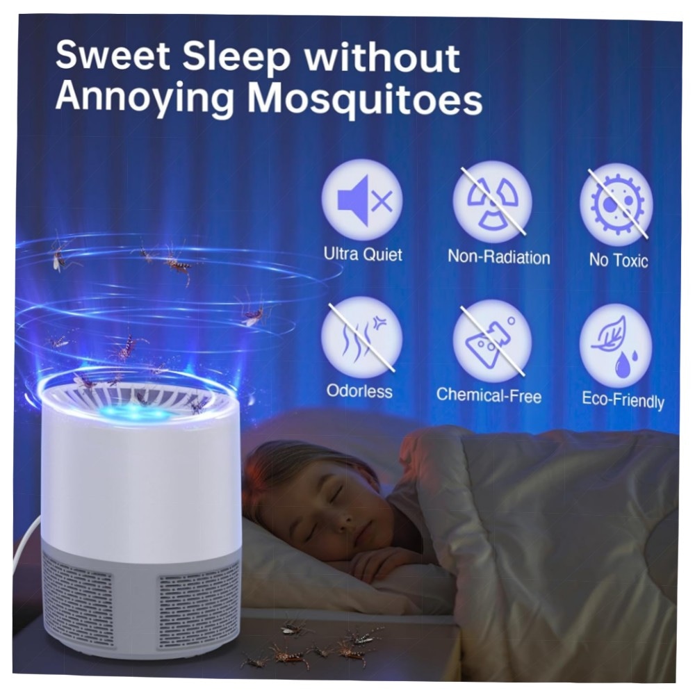 Elektrischer Insektenvernichter USB – Tragbare UV-Mückenfalle mit 7‑Blatt Turbinen‑Ventilator, leise & USB‑betriebene Moskito‑Lampe für Haus, Garten & Camping