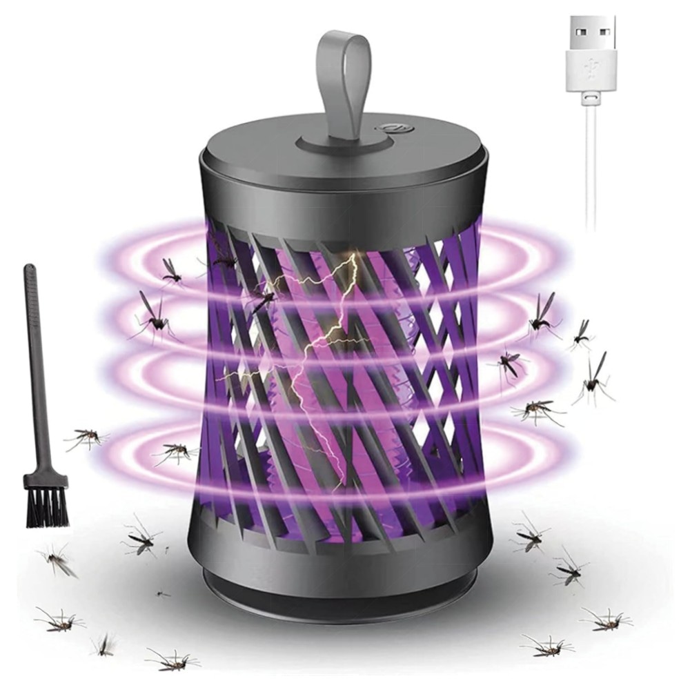 Kabelloser 2‑in‑1 Insektenvernichter mit Akku – UV Mückenlampe (365 nm), 3000V Elektroschock, leise Nachtlicht & wiederaufladbar