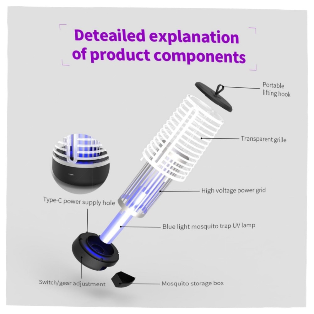 Elektrische Fliege Insektenvernichter – hochwertiger, kabelloser Fliegenfänger für Zuhause & Terrasse, 1 Stück, geräuscharm und energieeffizient