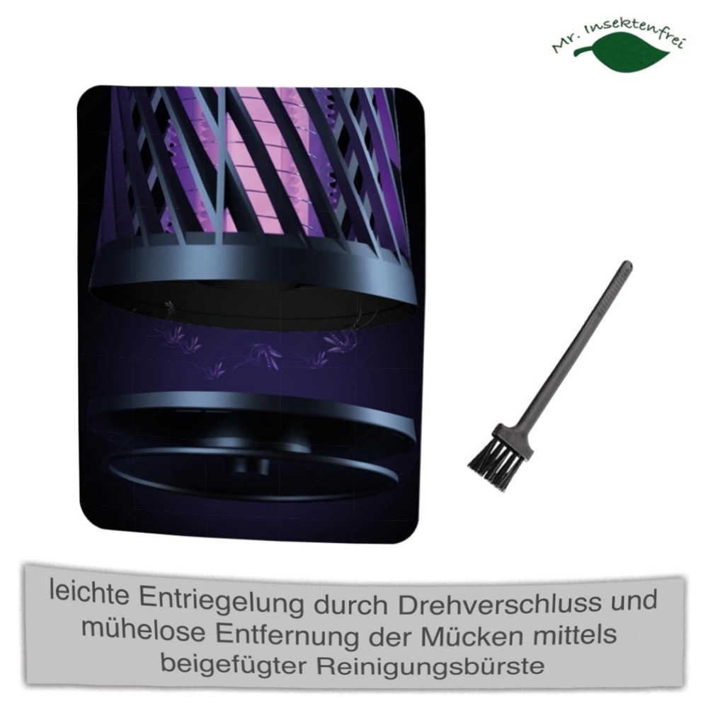 Kabelloser 2‑in‑1 Insektenvernichter mit Akku – UV Mückenlampe (365 nm), 3000V Elektroschock, leise Nachtlicht & wiederaufladbar