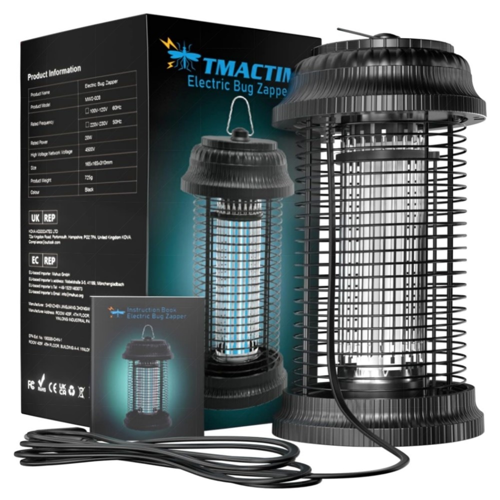 Elektrischer Insektenvernichter 20W – UV Mückenlampe mit 4500V, IPX4 wasserdicht, geruchsneutral & ungiftig, 360° Fliegenfalle für Innen & Garten