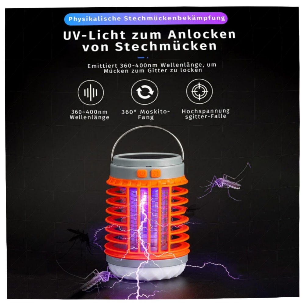 Zapfie Mückenlampe 3‑in‑1 Zapper – Tragbar, Wiederaufladbar & IPX4 Wasserdicht für Innen & Außen, UV‑Falle ohne Chemie