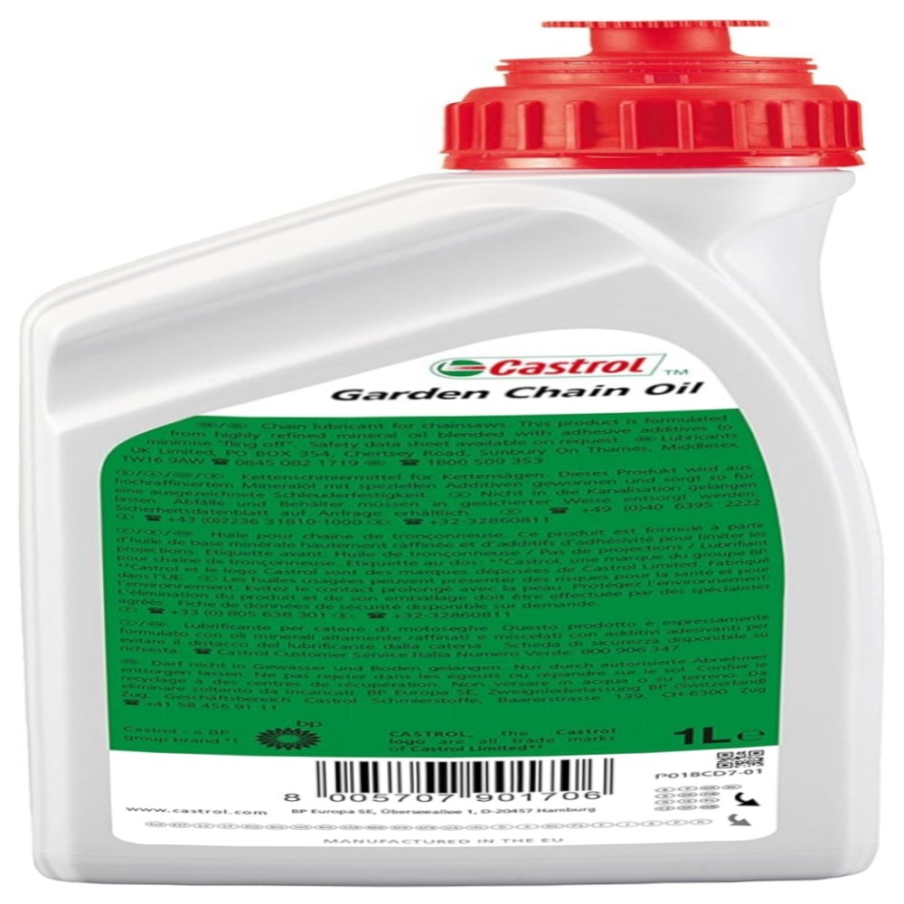 Castrol Garden Chain Oil 1 L – hochwertiges Kettensägenöl mit Haftzusatz, niedriges Abschleudern für Garten- & Forstgeräte