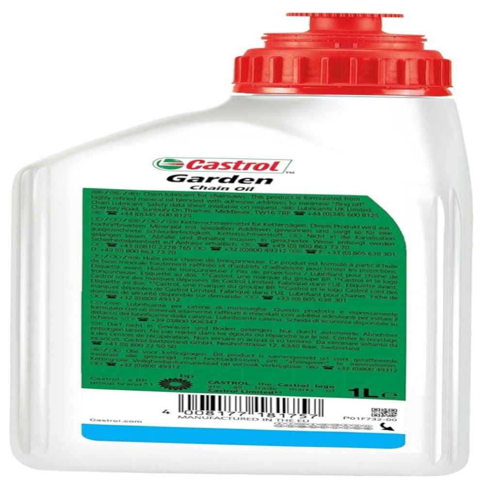 Castrol Garden Chain Oil 1 L – hochwertiges Kettensägenöl mit Haftzusatz, niedriges Abschleudern für Garten- & Forstgeräte