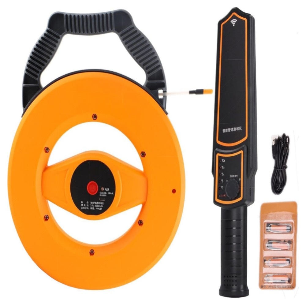 Rohrblockade-Detektor 30 m – wasserdichter Rohrverstopfungsscanner mit 4 Sonden, robustes ABS, wiederaufladbar