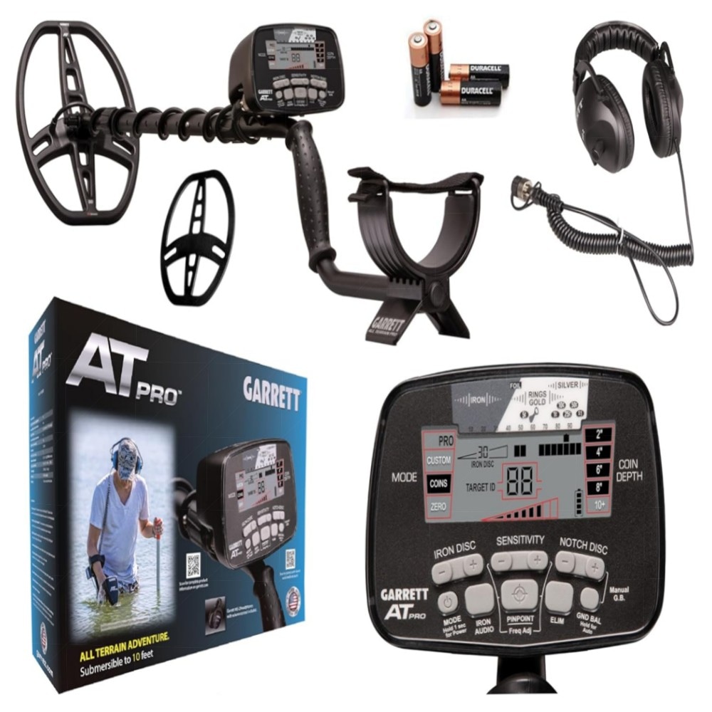 Garrett AT Pro Metalldetektor – wasserdicht bis 3 m, robustes Gehäuse & verstellbare Suchspule für Hobby & Profi