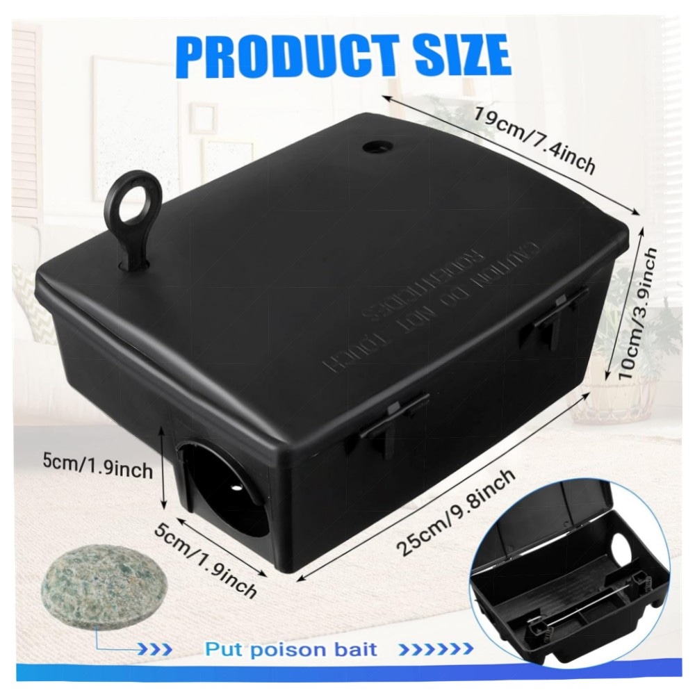 4er Set wiederverwendbare Nagetier-Köderstationen mit Schlüssel – robuste, wasserdichte Ratten- & Mäuseboxen (25x19x10 cm) für Indoor & Outdoor