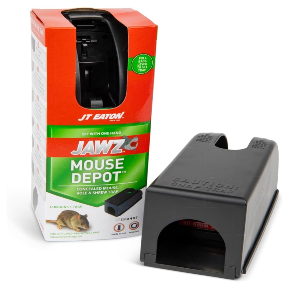 JT Eaton 407 Jawz Depot Mäusefalle – robuste, giftfreie Schlagfalle im Depot‑Design für einfache Entsorgung und sichere Anwendung