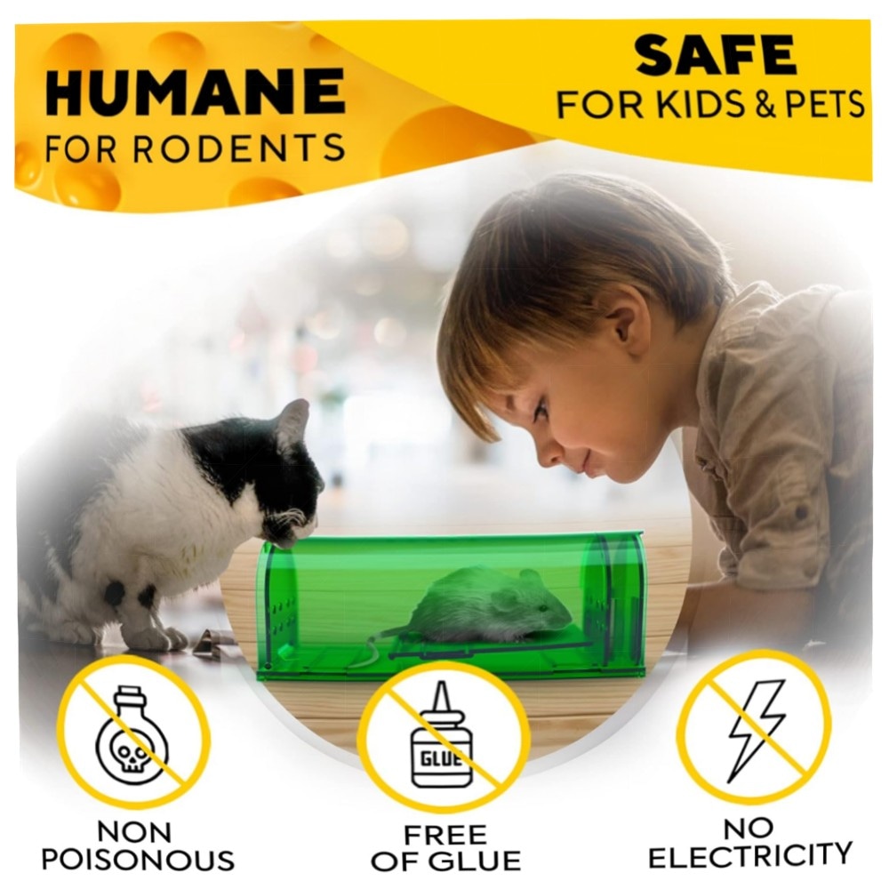 Humane Mausefallen zum Fangen & Freigeben, 2er-Set – langlebige, kinder- und haustiersichere Kunststofffallen für Innen & Außen