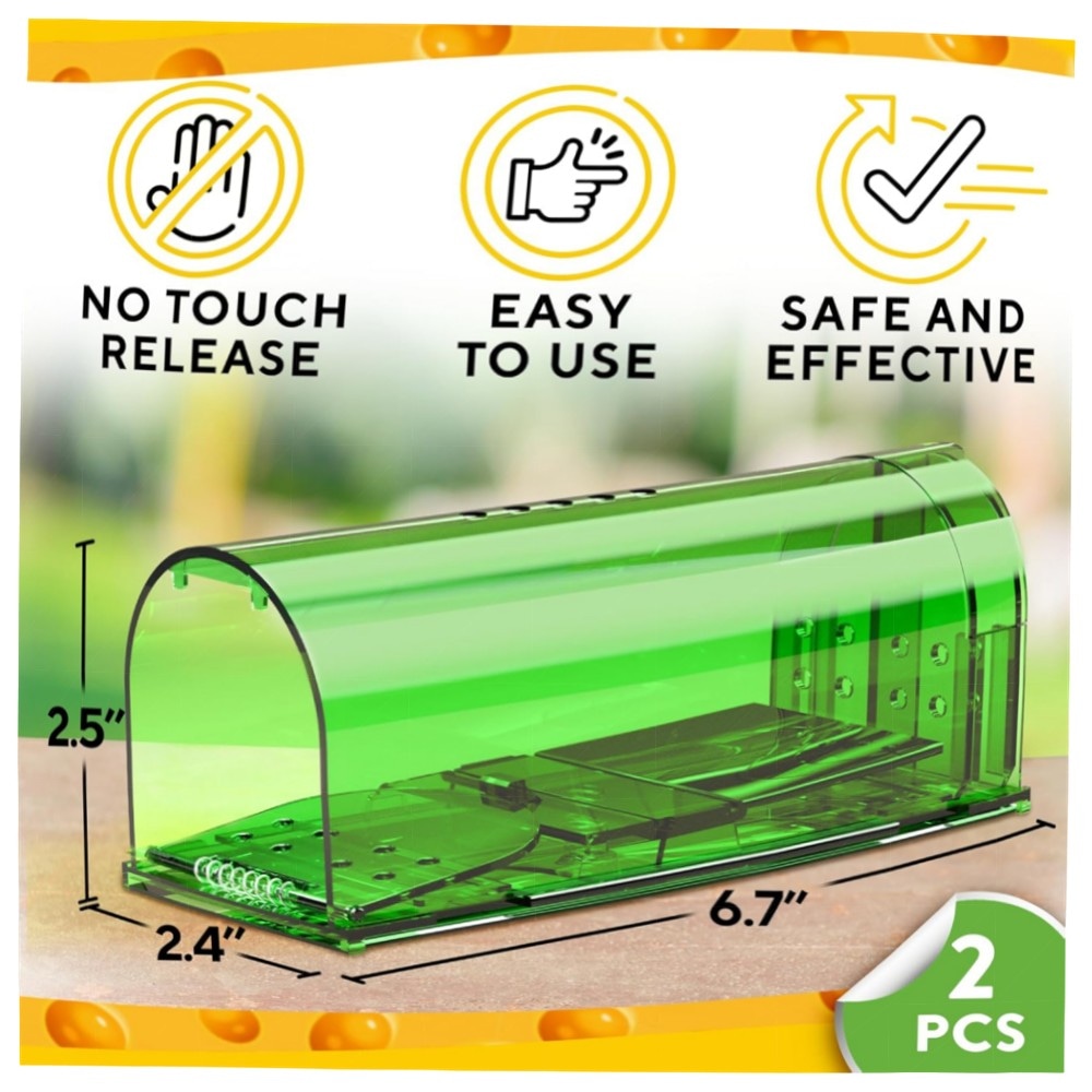 Humane Mausefallen zum Fangen & Freigeben, 2er-Set – langlebige, kinder- und haustiersichere Kunststofffallen für Innen & Außen
