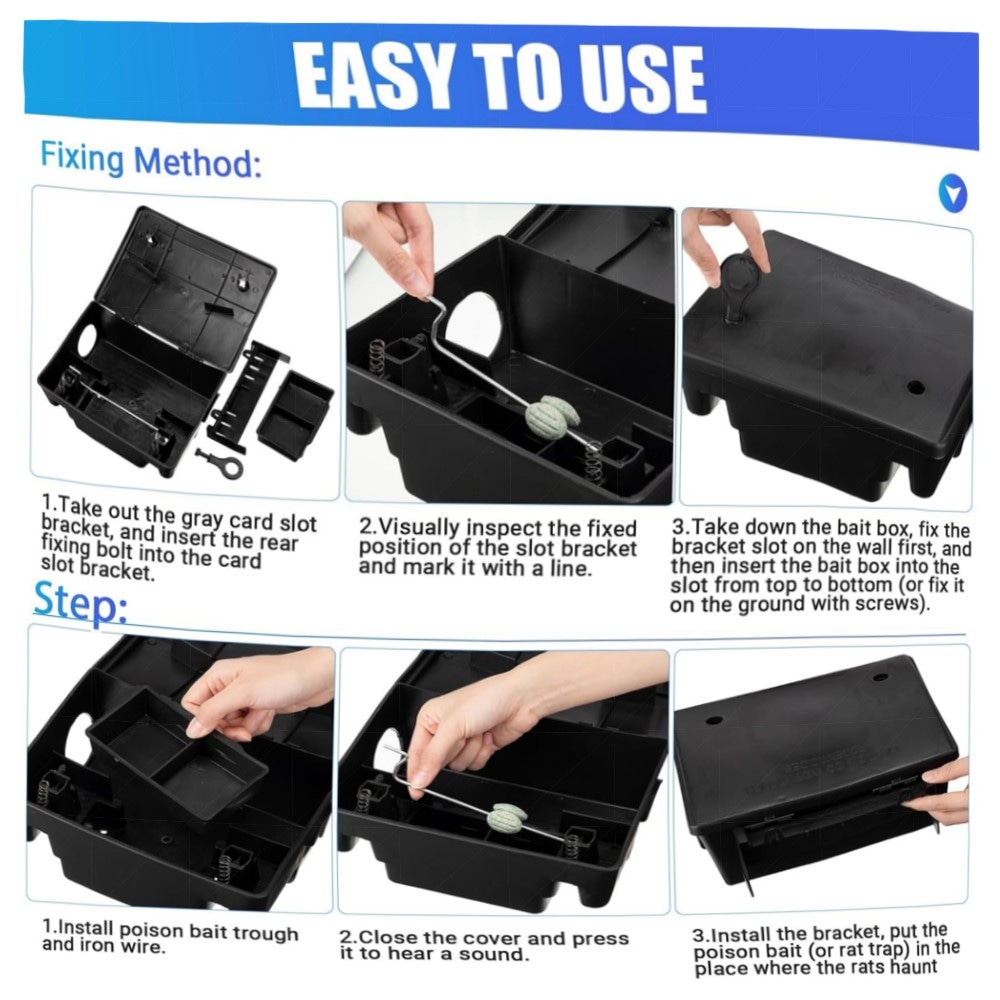 4er Set wiederverwendbare Nagetier-Köderstationen mit Schlüssel – robuste, wasserdichte Ratten- & Mäuseboxen (25x19x10 cm) für Indoor & Outdoor