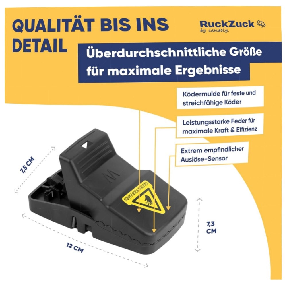 XL Beißfalle für Ratten & Mäuse, 6er-Pack – robuste, wiederverwendbare Schlagfallen aus Kunststoff mit hoher Federkraft für Haus & Garten
