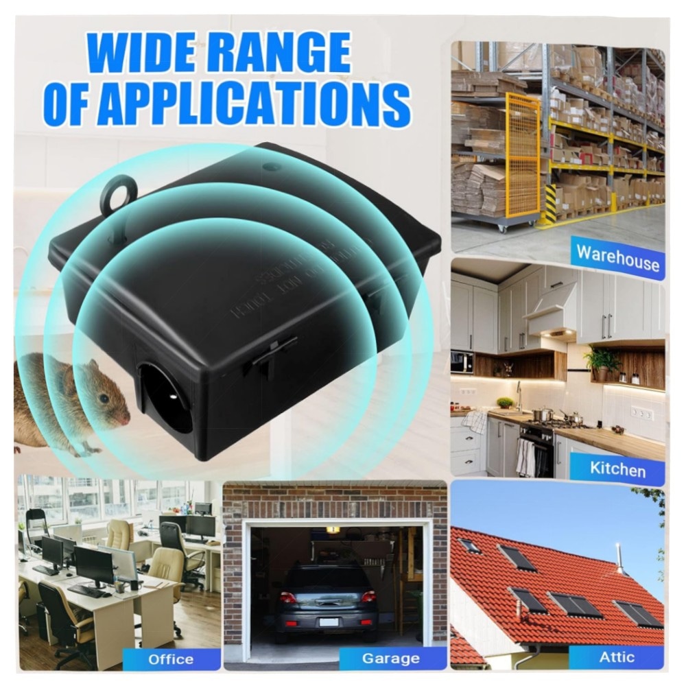 4er Set wiederverwendbare Nagetier-Köderstationen mit Schlüssel – robuste, wasserdichte Ratten- & Mäuseboxen (25x19x10 cm) für Indoor & Outdoor