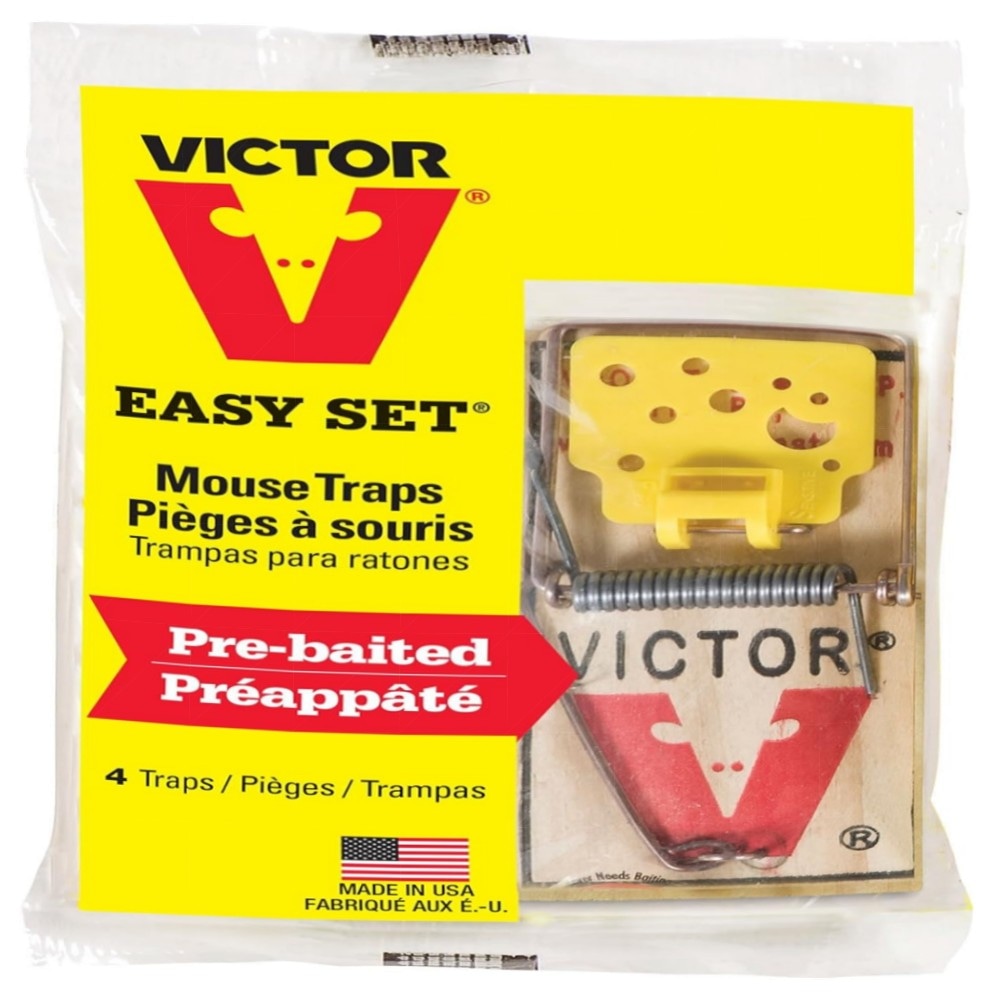 Easy Set Mausefallen (4 Stück) – Vorgeködert, großes Auslösepedal, wiederverwendbar & giftfrei, FSC-Holz für schnelle Mäusebekämpfung