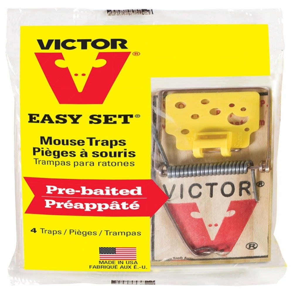 Easy Set Mausefallen (4 Stück) – Vorgeködert, großes Auslösepedal, wiederverwendbar & giftfrei, FSC-Holz für schnelle Mäusebekämpfung