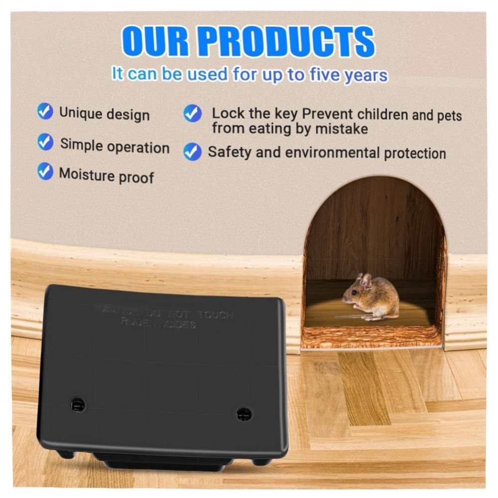 4er Set wiederverwendbare Nagetier-Köderstationen mit Schlüssel – robuste, wasserdichte Ratten- & Mäuseboxen (25x19x10 cm) für Indoor & Outdoor