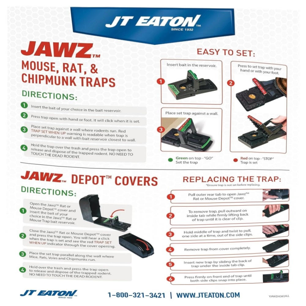 JT Eaton 407 Jawz Depot Mäusefalle – robuste, giftfreie Schlagfalle im Depot‑Design für einfache Entsorgung und sichere Anwendung
