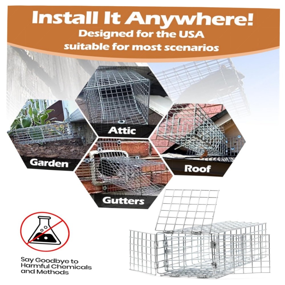 Eichhörnchen-Einweg-Türstopper – humane Nager-Excluder aus verzinktem Stahl, Komplett-Installationskit mit Kupfergeflecht