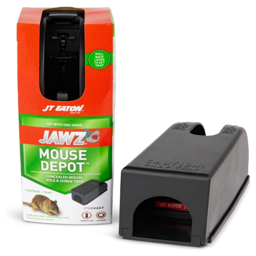 JT Eaton 407 Jawz Depot Mäusefalle – robuste, giftfreie Schlagfalle im Depot‑Design für einfache Entsorgung und sichere Anwendung