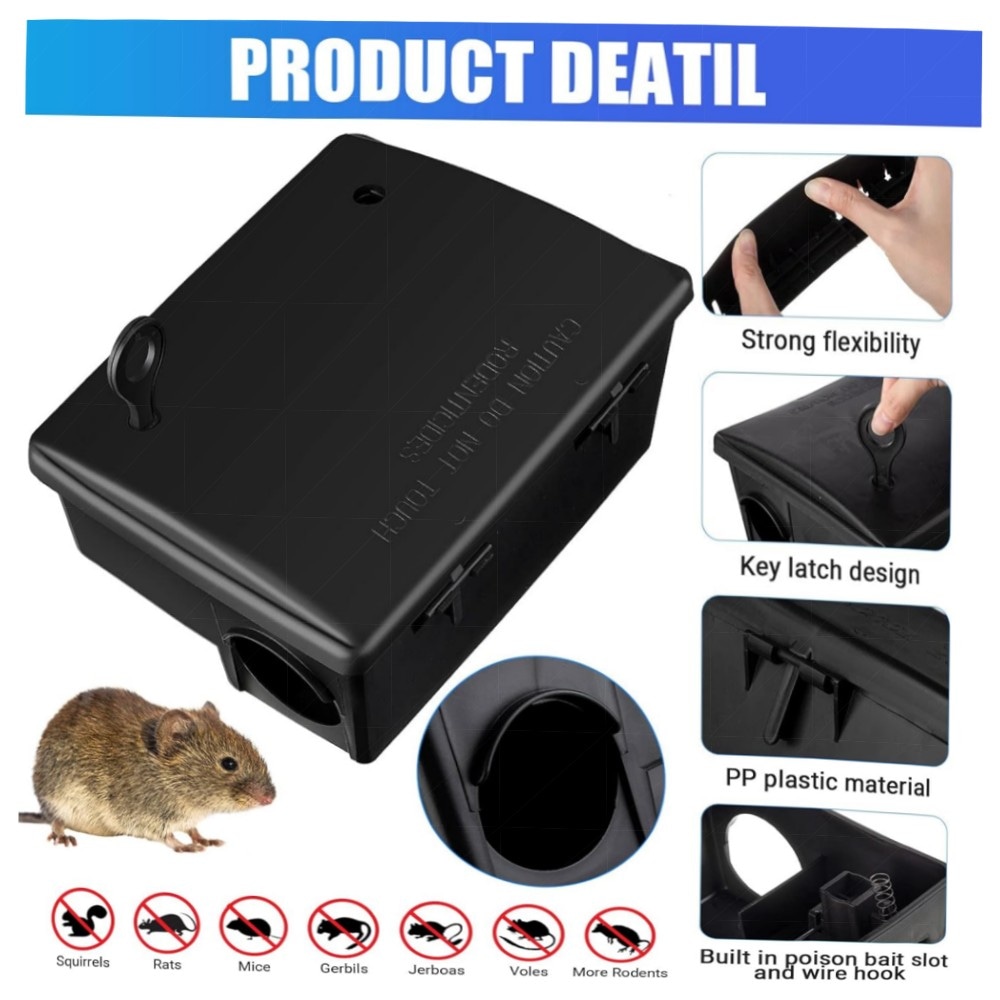 4er Set wiederverwendbare Nagetier-Köderstationen mit Schlüssel – robuste, wasserdichte Ratten- & Mäuseboxen (25x19x10 cm) für Indoor & Outdoor