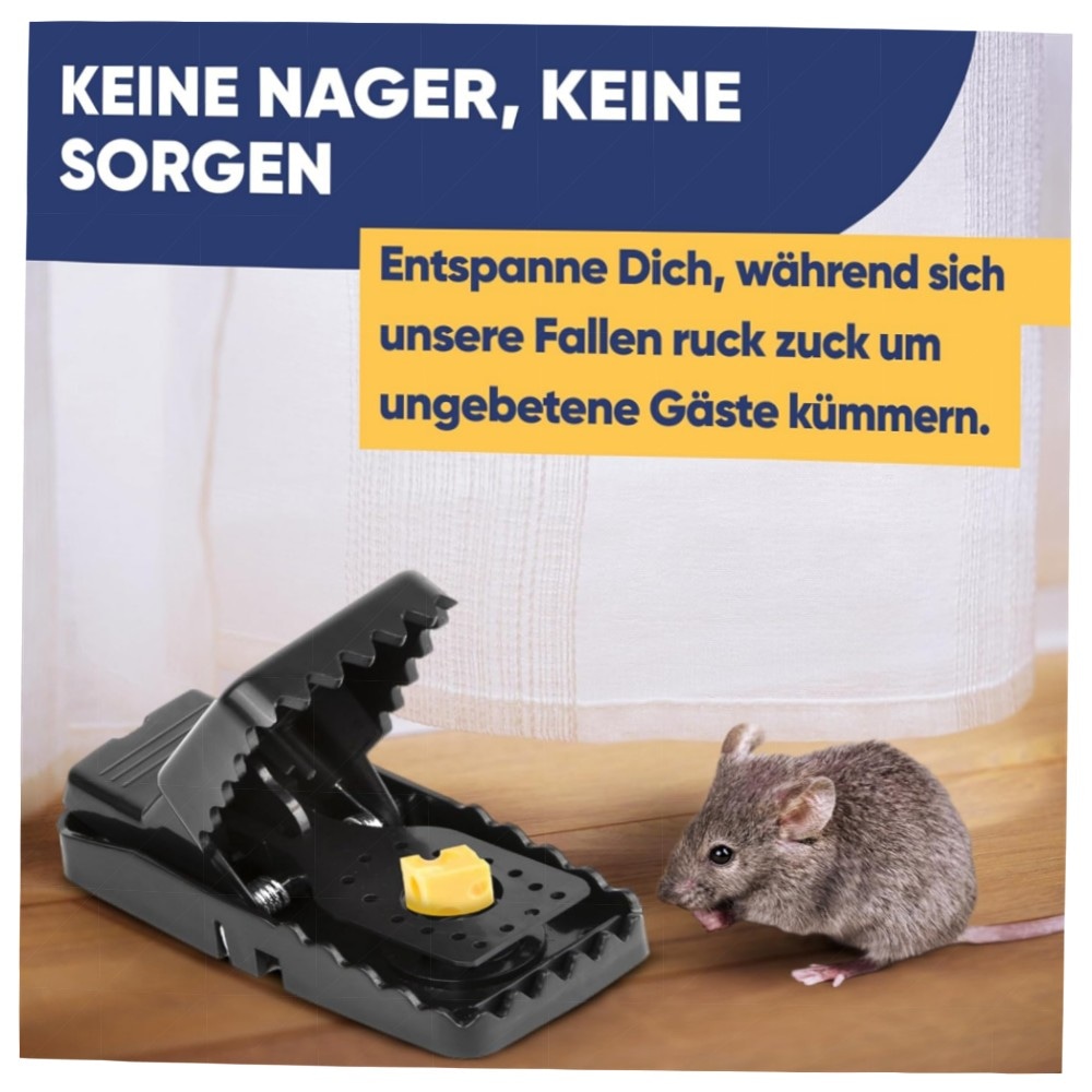 XL Beißfalle für Ratten & Mäuse, 6er-Pack – robuste, wiederverwendbare Schlagfallen aus Kunststoff mit hoher Federkraft für Haus & Garten