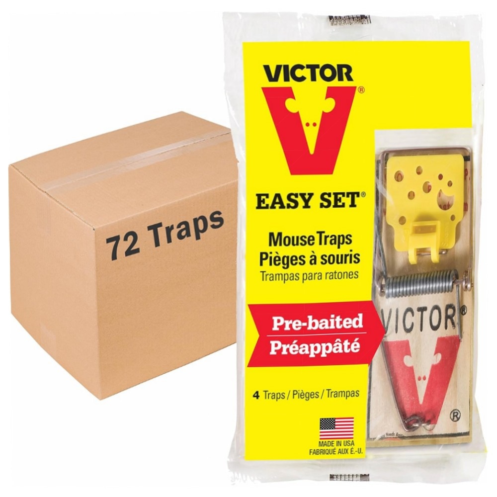 Easy Set Mausefallen (4 Stück) – Vorgeködert, großes Auslösepedal, wiederverwendbar & giftfrei, FSC-Holz für schnelle Mäusebekämpfung