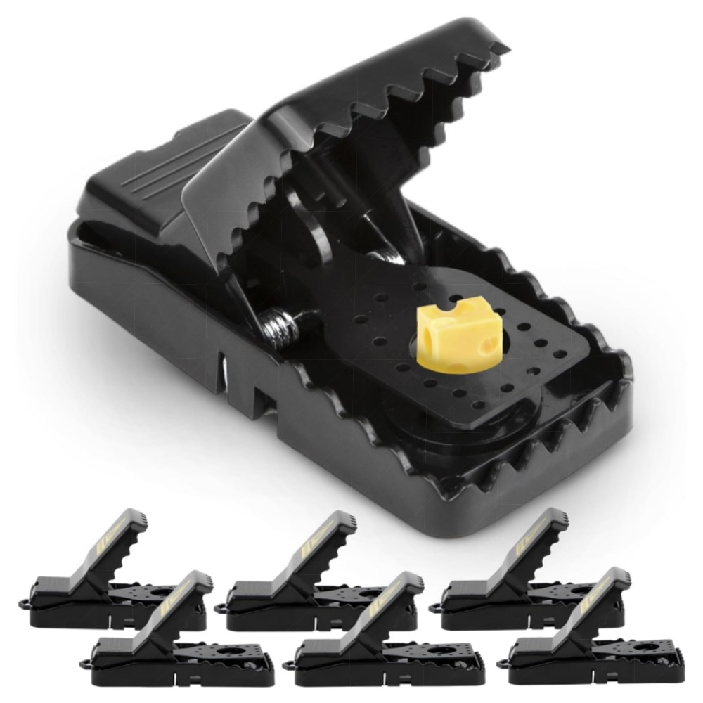 XL Beißfalle für Ratten & Mäuse, 6er-Pack – robuste, wiederverwendbare Schlagfallen aus Kunststoff mit hoher Federkraft für Haus & Garten