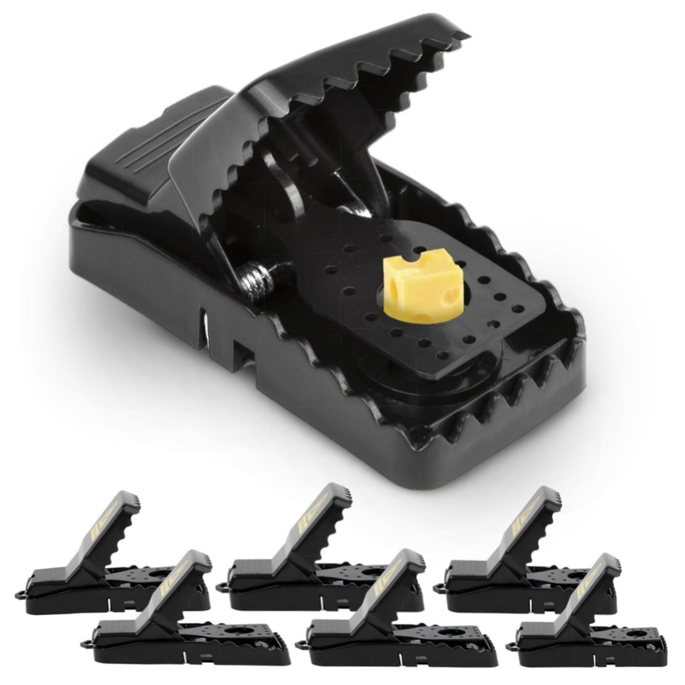 XL Beißfalle für Ratten & Mäuse, 6er-Pack – robuste, wiederverwendbare Schlagfallen aus Kunststoff mit hoher Federkraft für Haus & Garten