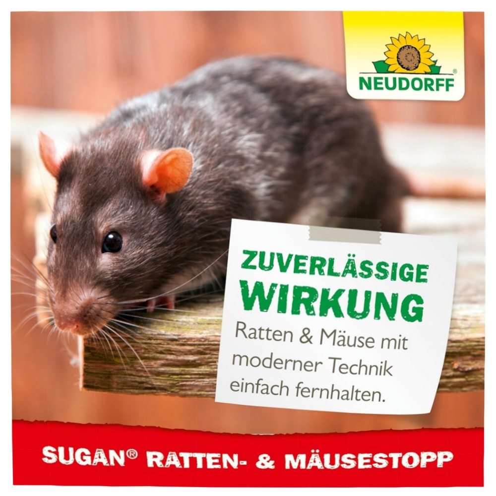 Neudorff Sugan Ratten- und MäuseStopp 50 m² – Ultraschall-Schreck mit variierenden Frequenzen, geringer Stromverbrauch & Anti-Gewöhnungseffekt