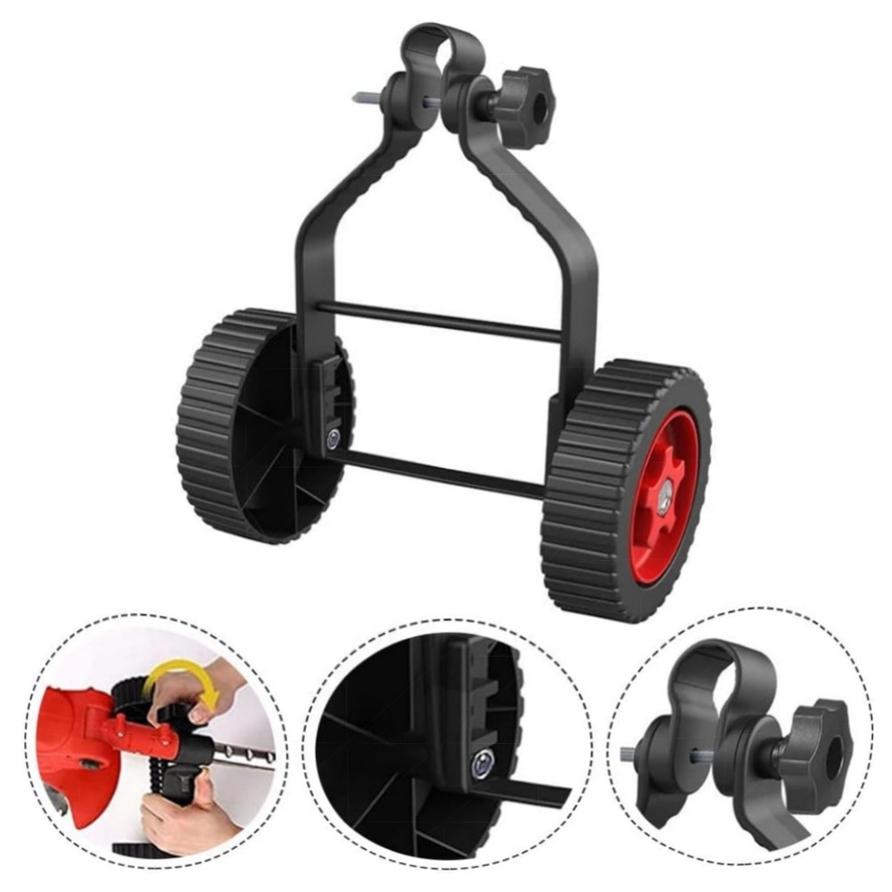 Verstellbares Stützrad für Rasentrimmer – Grasfresser Ersatzräder für 22–26 mm Schaft, stabile Dreiecks‑Konstruktion, robustes Metall, einfache Montage