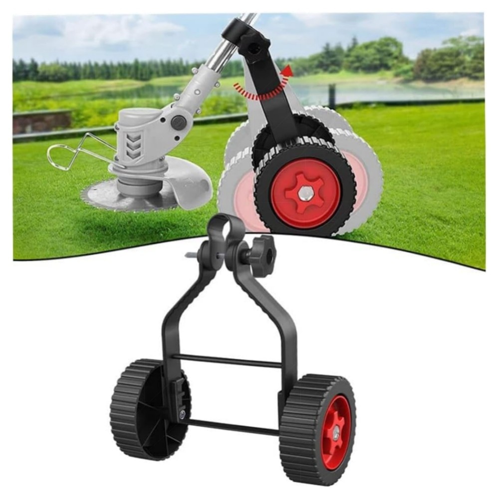 Verstellbares Stützrad für Rasentrimmer – Grasfresser Ersatzräder für 22–26 mm Schaft, stabile Dreiecks‑Konstruktion, robustes Metall, einfache Montage