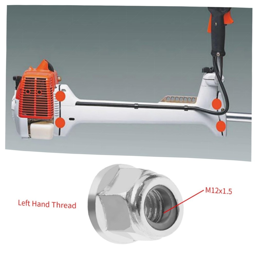 VGOL 5x M12 x 1,5 Linksgewindemuttern mit Bürstenblatt – kompatibel mit Stihl FS300–FS480, hochwertige Metall-Mutter, Set für Rasentrimmer