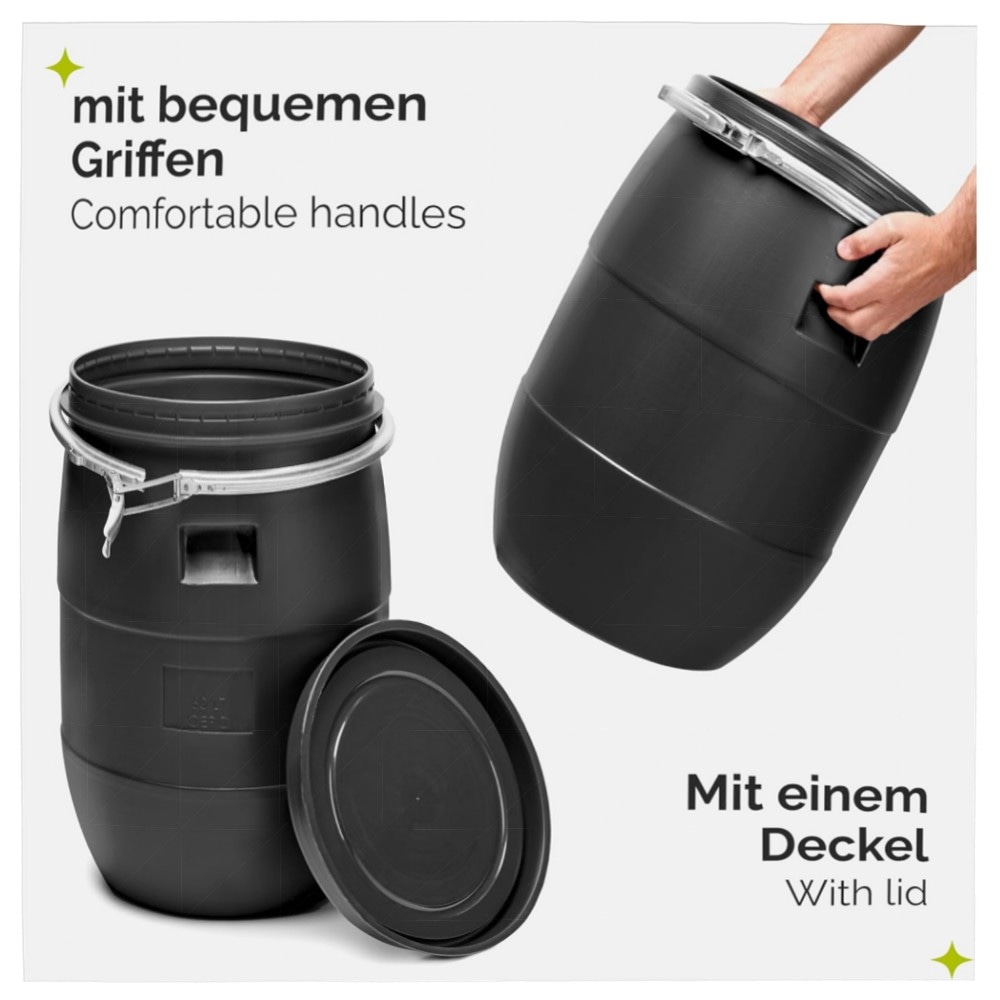 Garronda 60 L Weithals-Fass aus HDPE – lebensmittelecht, BPA‑frei & vielseitige Regentonne für Garten und Haushalt
