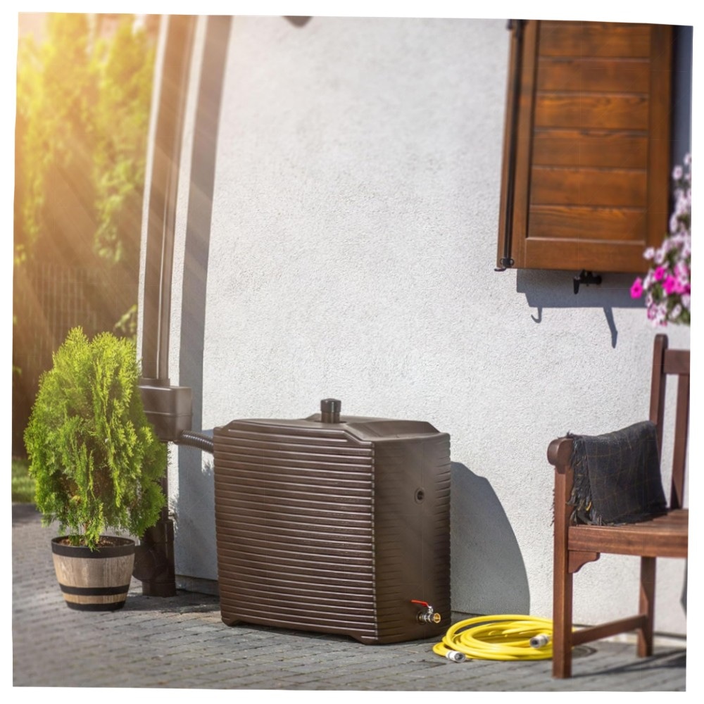 KADAX Modul-Regentonne 126 L (Mokka) – wetterbeständiger Kunststoff, flexibel verbindbar & inkl. Montagezubehör